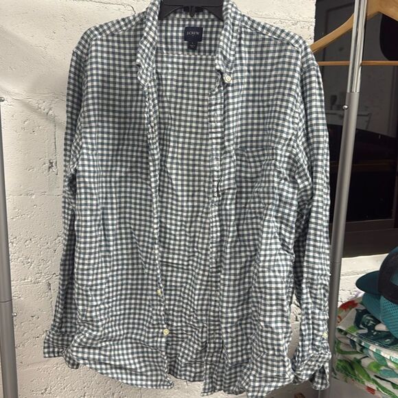 Men’s J. Crew Blue & White Button Down Long Sleeve Shirt - Like New - Size Large - Picture 1 of 3